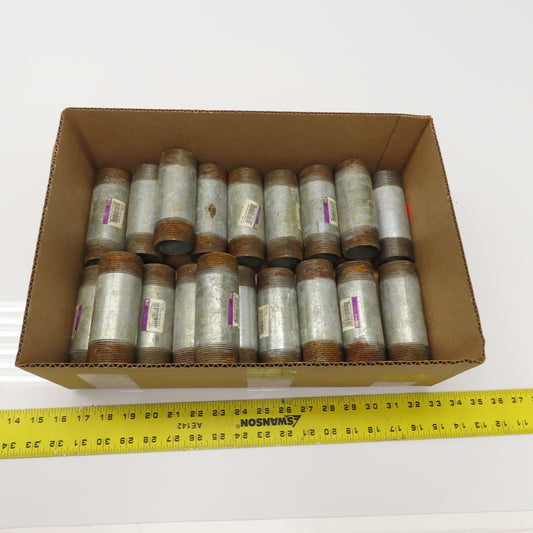 1-1/2" NPT x 5" L Galvanized Steel Pipe Nipple Lot Of 19