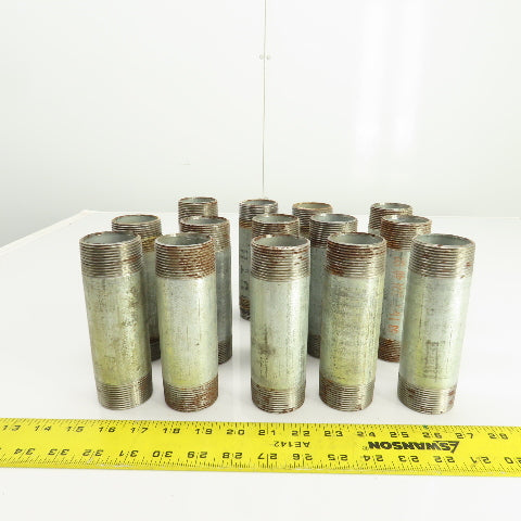 1-1/2" NPT x 5-3/4" L Galvanized Steel Pipe Nipple Lot Of 14