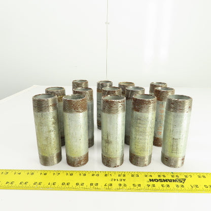 1-1/2" NPT x 5-3/4" L Galvanized Steel Pipe Nipple Lot Of 14