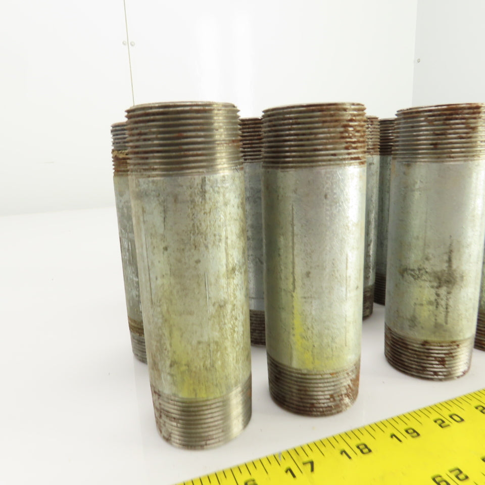 1-1/2" NPT x 5-3/4" L Galvanized Steel Pipe Nipple Lot Of 14