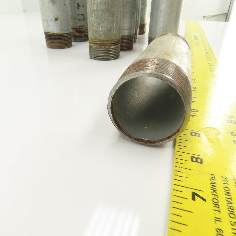 1-1/2" NPT x 5-3/4" L Galvanized Steel Pipe Nipple Lot Of 14