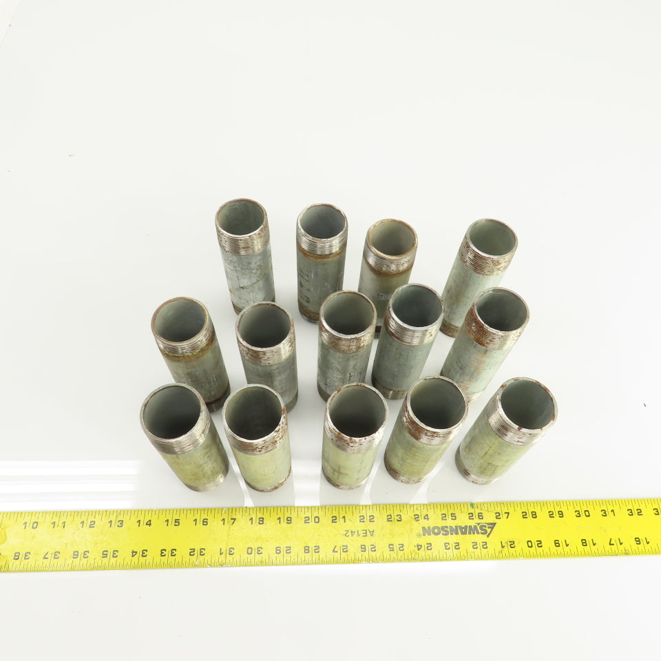 1-1/2" NPT x 5-3/4" L Galvanized Steel Pipe Nipple Lot Of 14