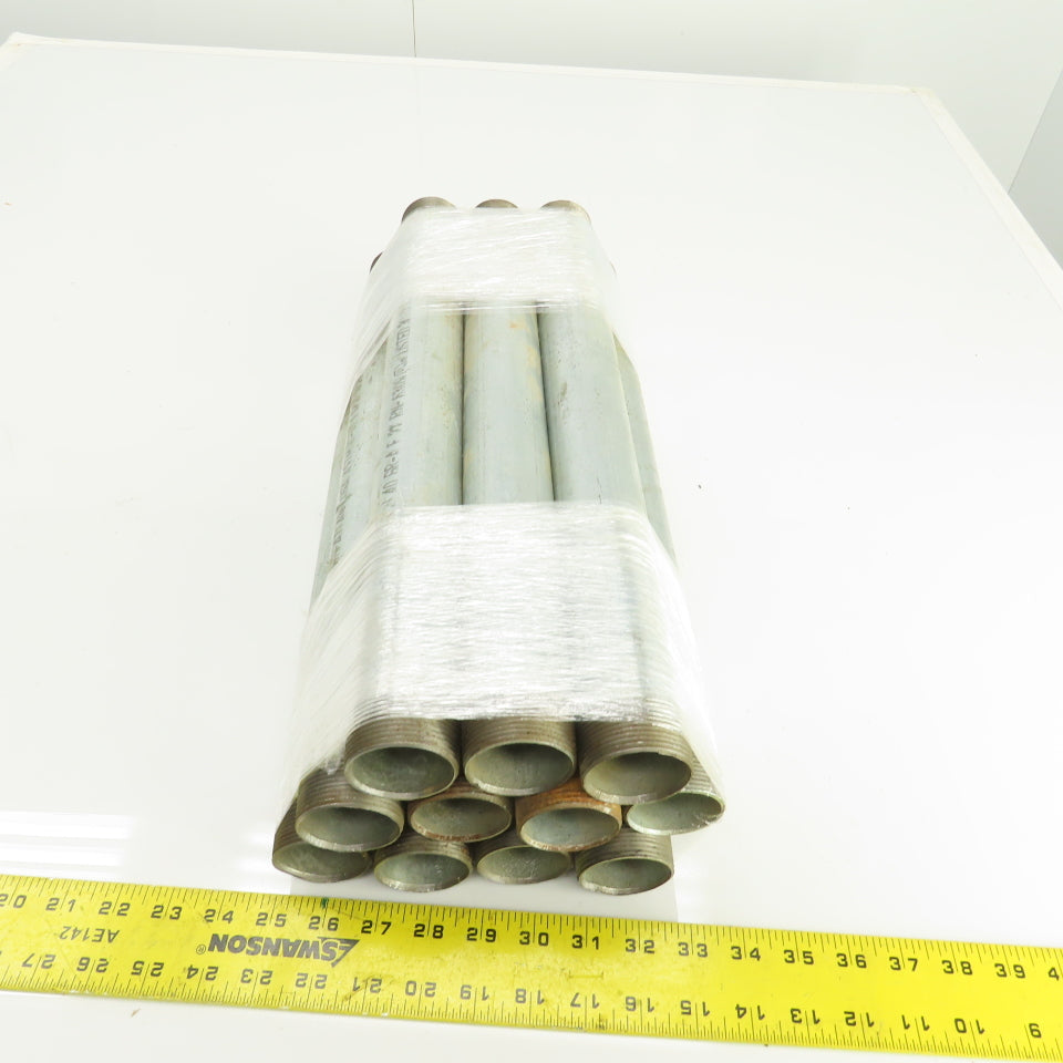 1-1/2" NPT x 18" L Galvanized Steel Pipe Nipples Lot Of 11