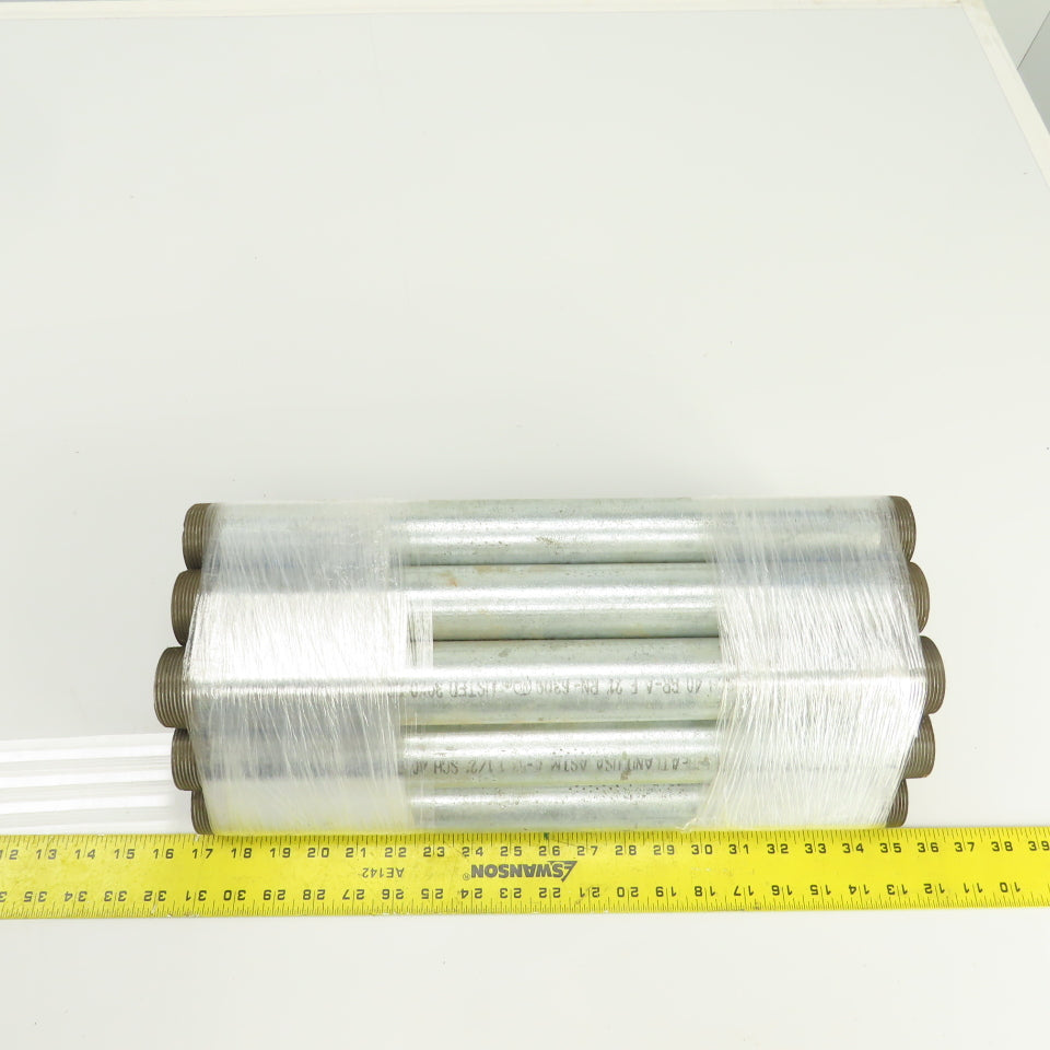 1-1/2" NPT x 18" L Galvanized Steel Pipe Nipples Lot Of 11