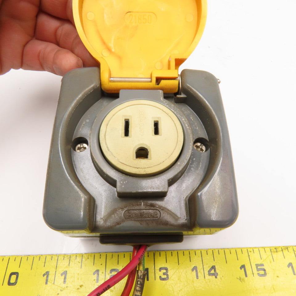 Berker 15A 125V Single Gang Self Closing Receptacle Box IP44 Splash Proof