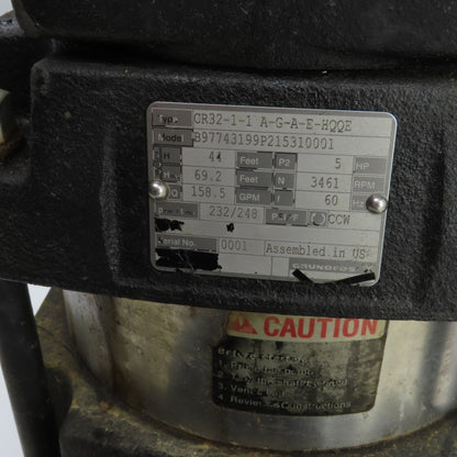 Grundfoss CR32-1-1 A-G-A-E-HQQE 5HP Multistage Centrifugal Pump 3PH 158GPM 69' H