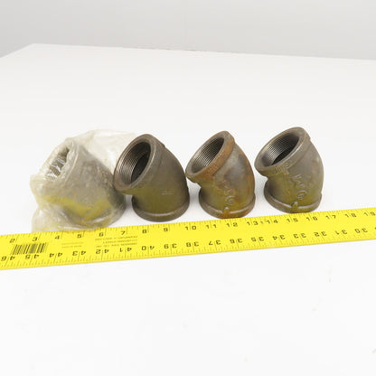 2" NPT Malleable Black Iron Pipe Elbow 45° Lot Of 4