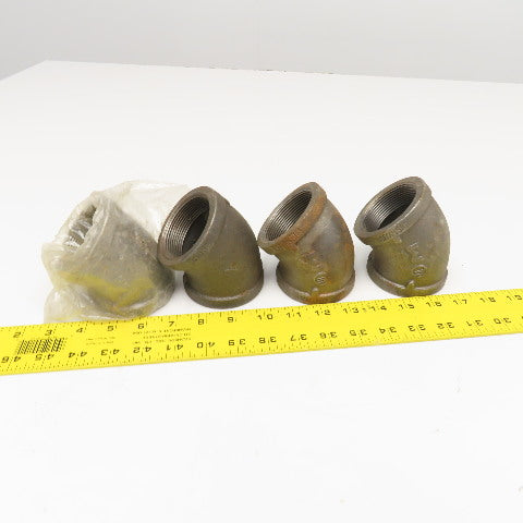 2" NPT Malleable Black Iron Pipe Elbow 45° Lot Of 4