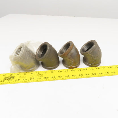 2" NPT Malleable Black Iron Pipe Elbow 45° Lot Of 4