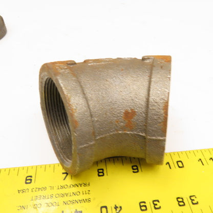 2" NPT Malleable Black Iron Pipe Elbow 45° Lot Of 4