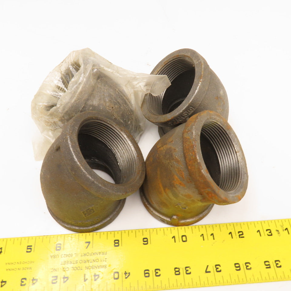 2" NPT Malleable Black Iron Pipe Elbow 45° Lot Of 4