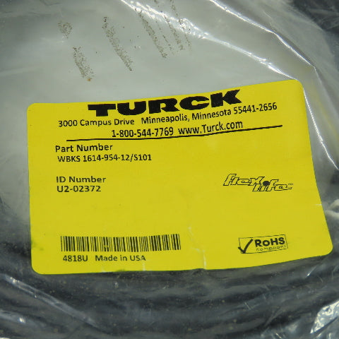 Turck WBKS 1614-954-12/S101 Cordset Cable Right Angle Female 14pin To Cut End