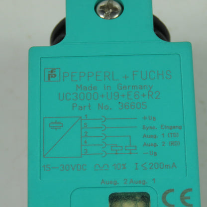 Pepperl+Fuchs UC3000+U12+E6+R2 36605 Ultrasonic Sensor 15-30VDC