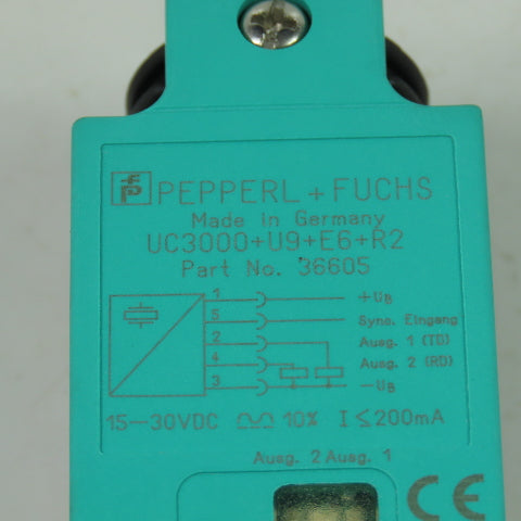 Pepperl+Fuchs UC3000+U12+E6+R2 36605 Ultrasonic Sensor 15-30VDC