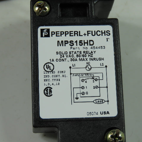 Pepperl+Fuchs MPS15HD Photoswitch Base 24VAC 50/60Hz 1A Cont. 30A Max