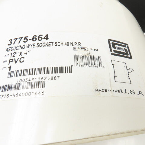 Spears 3775-664 12" x 4" Socket PVC Recusing Wye SCH 40
