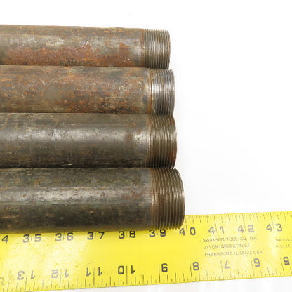 1-1/2" Malleable Black Iron Pipe Nipple 16-3/4"-17" OAL Lot Of 4