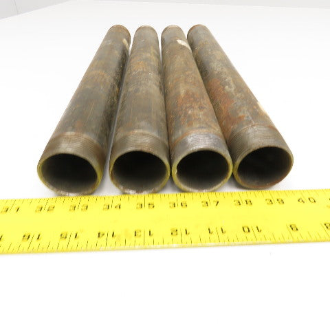 1-1/2" Malleable Black Iron Pipe Nipple 16-3/4"-17" OAL Lot Of 4