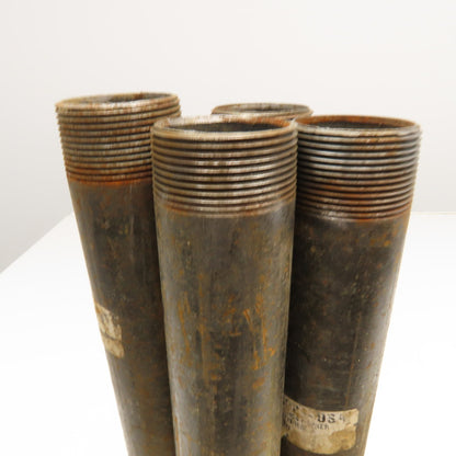 1-1/2" Malleable Black Iron Pipe Nipple 16-3/4"-17" OAL Lot Of 4