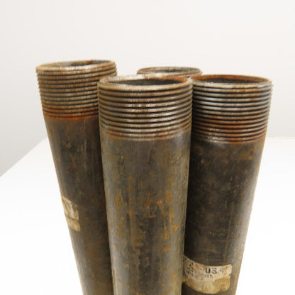 1-1/2" Malleable Black Iron Pipe Nipple 16-3/4"-17" OAL Lot Of 4