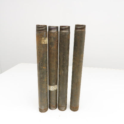 1-1/2" Malleable Black Iron Pipe Nipple 16-3/4"-17" OAL Lot Of 4