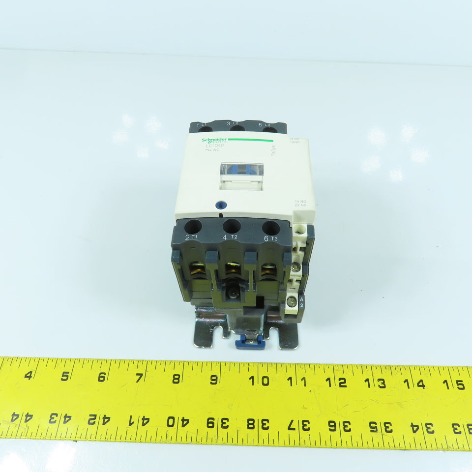Schneider LC1D40 600V 40A Rail Mount Contactor 5-30HP 120V Coil