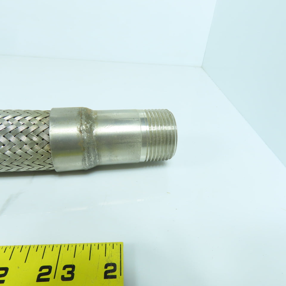 1" x 1" NPT Male Stainless Steel Braided Flexible Hose 29-1/4" OAL