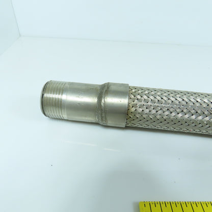1" x 1" NPT Male Stainless Steel Braided Flexible Hose 29-1/4" OAL
