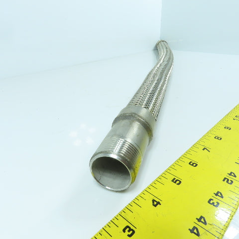 1" x 1" NPT Male Stainless Steel Braided Flexible Hose 29-1/4" OAL