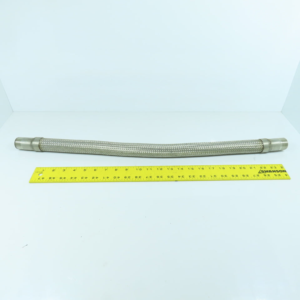1" x 1" NPT Male Stainless Steel Braided Flexible Hose 29-1/4" OAL