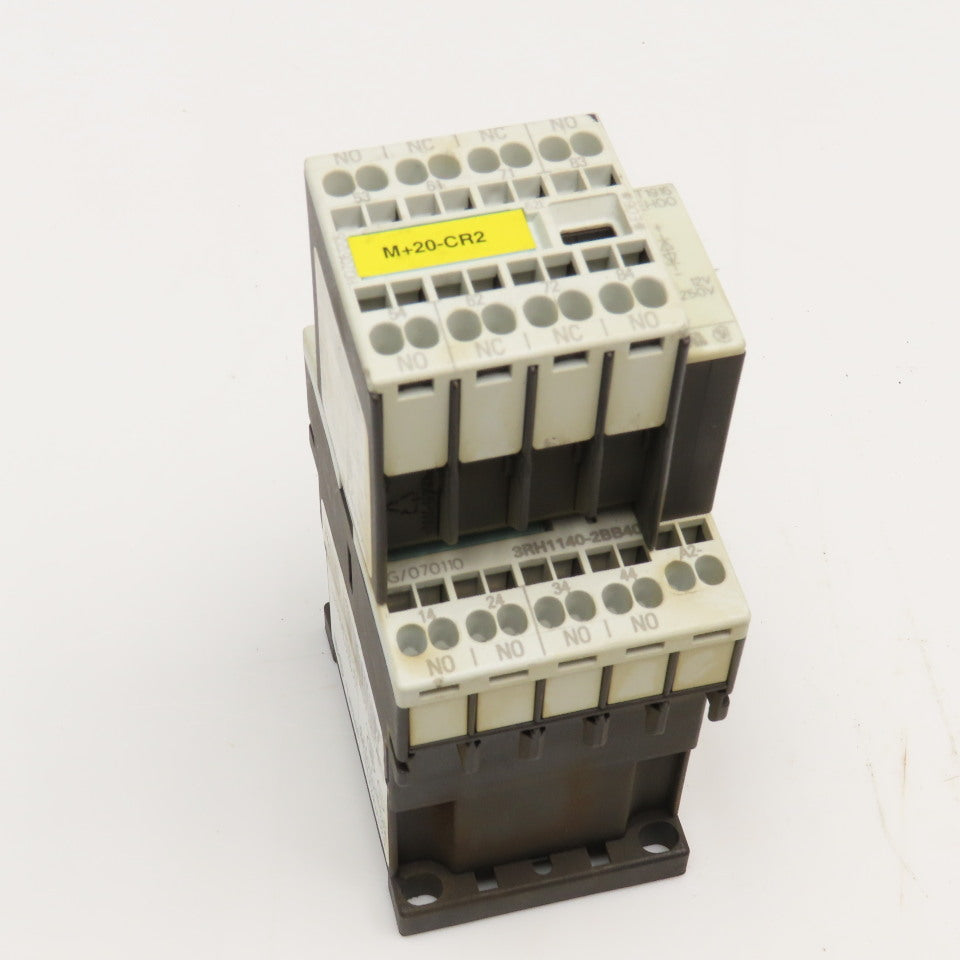 Siemens 3RH1140-2BB40 600VAC 10A Contactor Relay W/ Aux. 3RH1911-2GA22 24V Coil