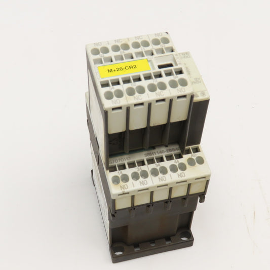 Siemens 3RH1140-2BB40 600VAC 10A Contactor Relay W/ Aux. 3RH1911-2GA22 24V Coil