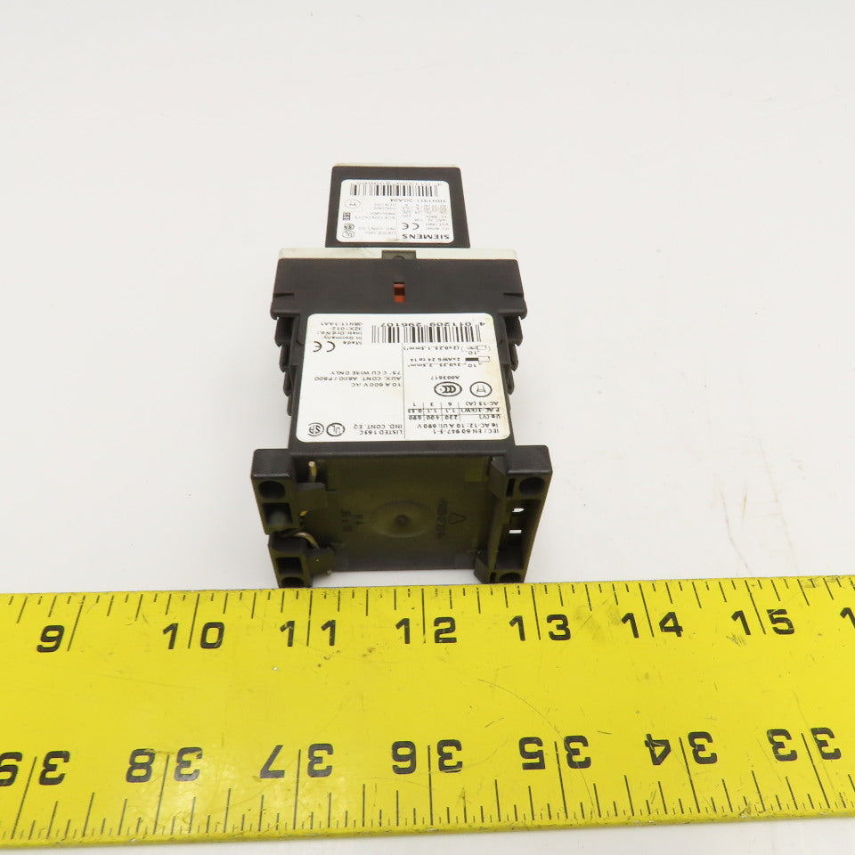 Siemens 3RH1140-2BB40 600VAC 10A Contactor Relay W/ Aux. 3RH1911-2GA04 24V Coil