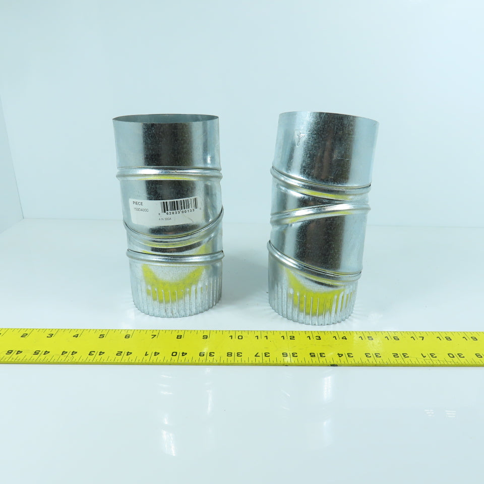 4" 30 Gauge Galvanized Duct Work Adjustable Elbow Lot Of 2