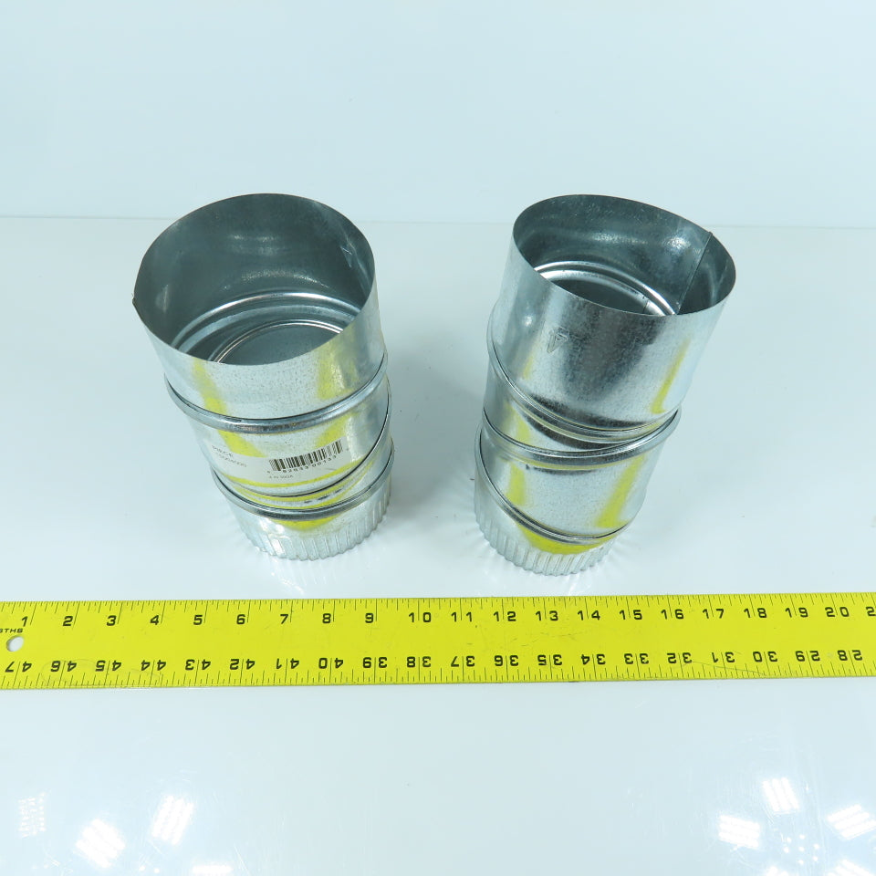 4" 30 Gauge Galvanized Duct Work Adjustable Elbow Lot Of 2