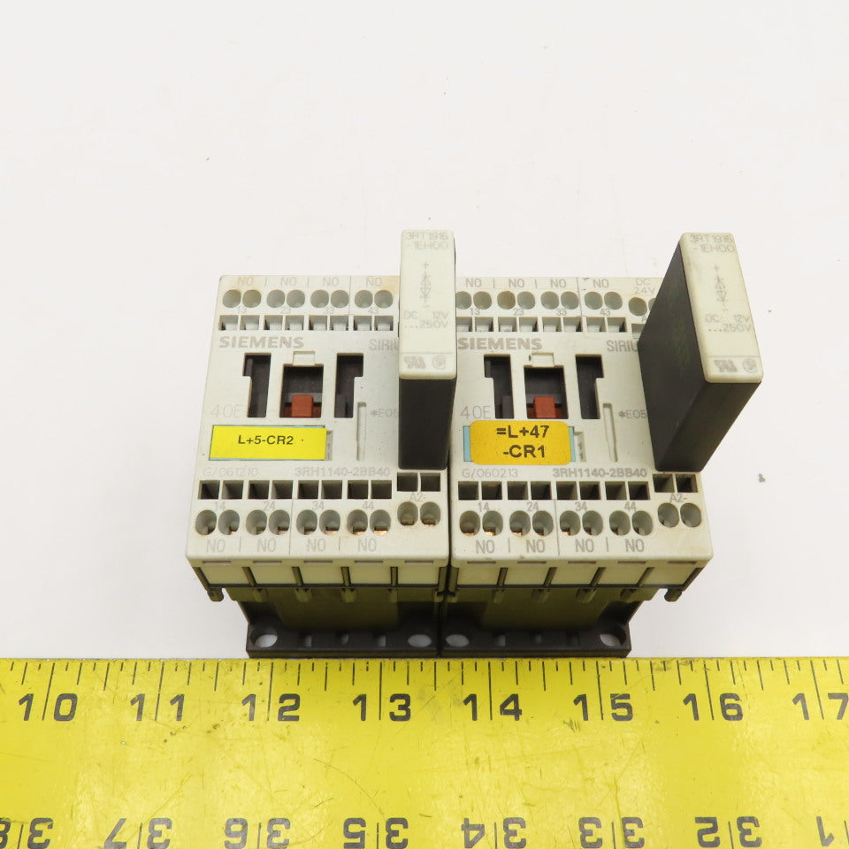 Siemens 3RH1122-2BB40 600VAC 10A Contactor Relay 24V Coil Lot Of 2