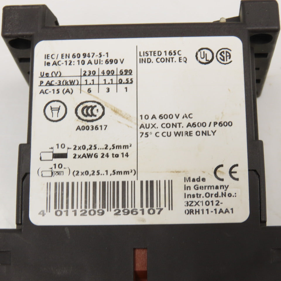 Siemens 3RH1122-2BB40 600VAC 10A Contactor Relay 24V Coil Lot Of 2