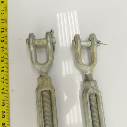 3/4" x 12" Body Galvanized Steel Turnbuckle Clevis x Clevis 5/8" Pin Lot Of 2