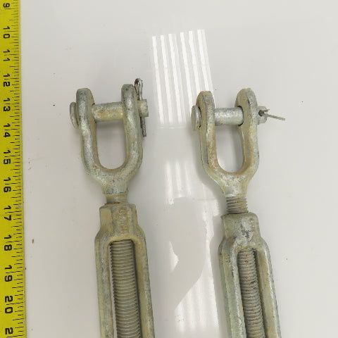 3/4" x 12" Body Galvanized Steel Turnbuckle Clevis x Clevis 5/8" Pin Lot Of 2