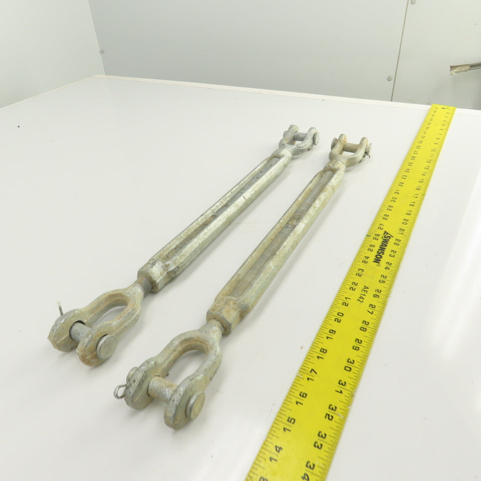 3/4" x 12" Body Galvanized Steel Turnbuckle Clevis x Clevis 5/8" Pin Lot Of 2