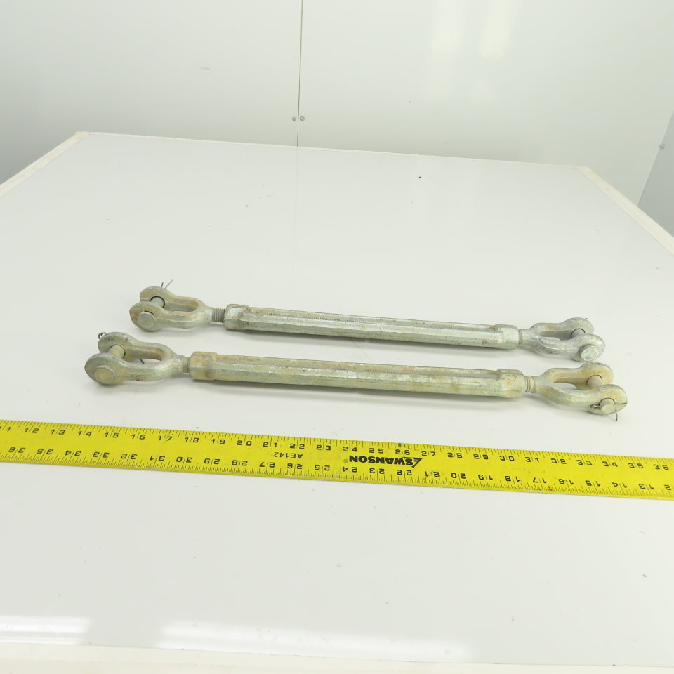 3/4" x 12" Body Galvanized Steel Turnbuckle Clevis x Clevis 5/8" Pin Lot Of 2