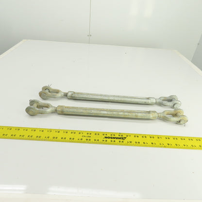 3/4" x 12" Body Galvanized Steel Turnbuckle Clevis x Clevis 5/8" Pin Lot Of 2