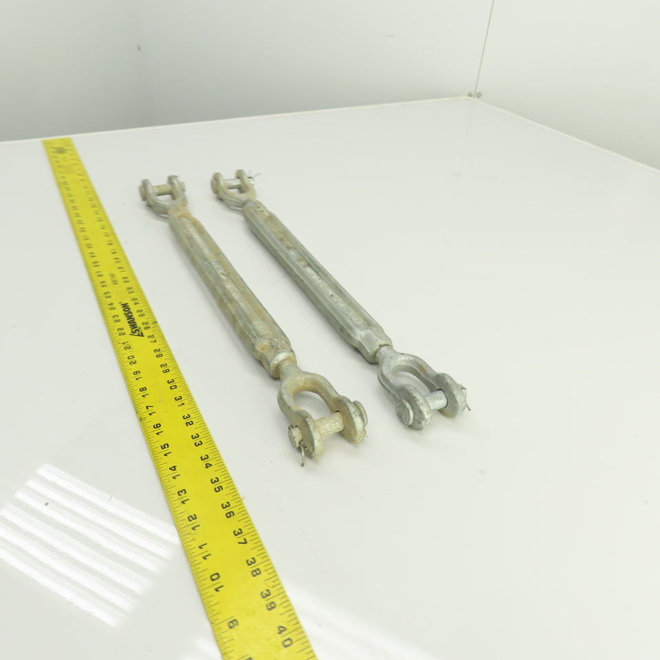 3/4" x 12" Body Galvanized Steel Turnbuckle Clevis x Clevis 5/8" Pin Lot Of 2