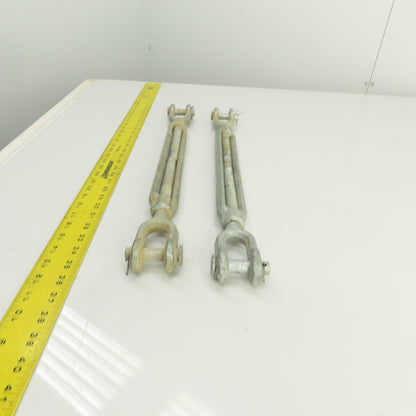 3/4" x 12" Body Galvanized Steel Turnbuckle Clevis x Clevis 5/8" Pin Lot Of 2