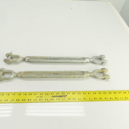 3/4" x 12" Body Galvanized Steel Turnbuckle Clevis x Clevis 5/8" Pin Lot Of 2