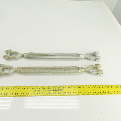 3/4" x 12" Body Galvanized Steel Turnbuckle Clevis x Clevis 5/8" Pin Lot Of 2