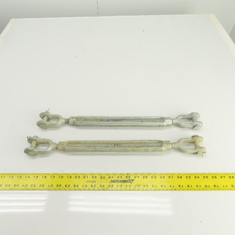 3/4" x 12" Body Galvanized Steel Turnbuckle Clevis x Clevis 5/8" Pin Lot Of 2