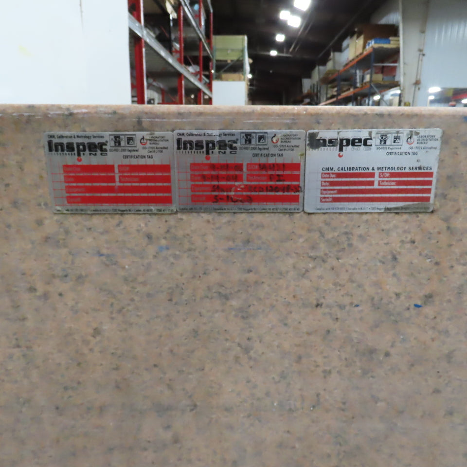 Starrett 157" Lx 60" Wx 21" Thick Grade AA Laboratory Pink Granite Surface Plate
