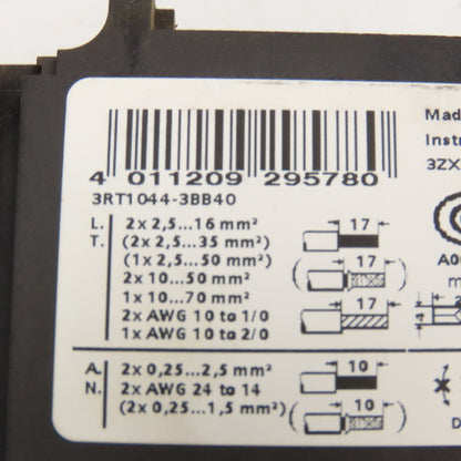 Siemens 3RT1044-3BB40 600V 90A 60Hp Contactor Relay W/ Aux. 3RH1921-2FA22