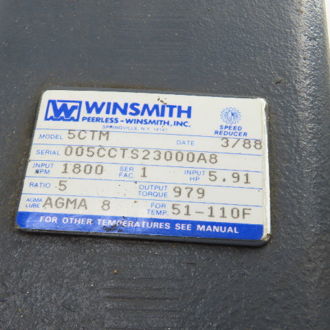 Winsmith 5CTM 5:1 Ratio Dual Output Gearbox 5.91HP 1800RPM Input 182TC Frame